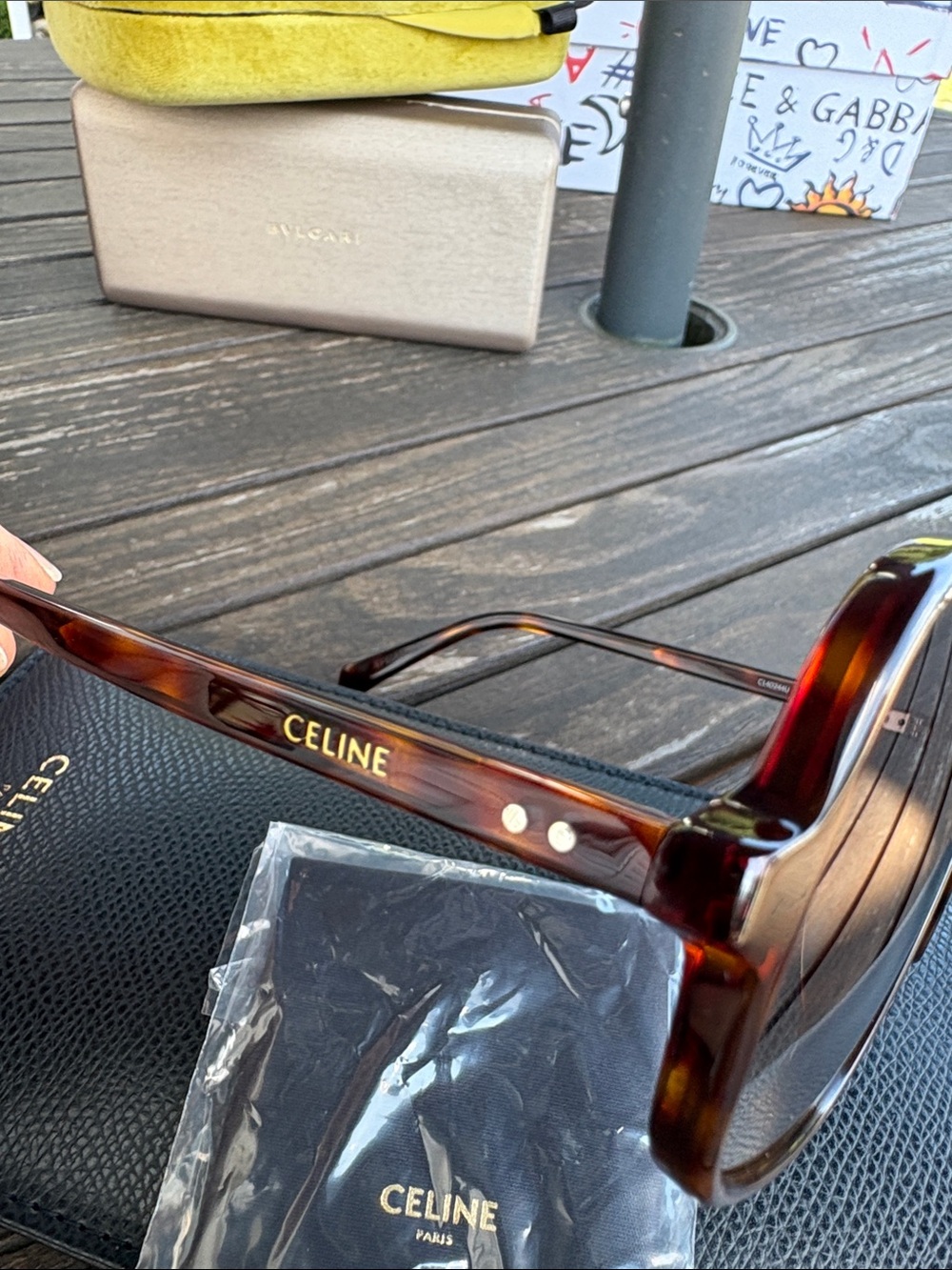 Celine Tortoiseshell Oversized Womenโs Sunglasses with Brown Lenses - Picture 8 of 11